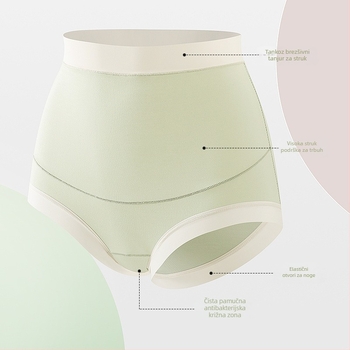 Modal gaćice za trudnoću s visokim strukom, prozračan materijal, podrška za trbuh, antibakterijska zona