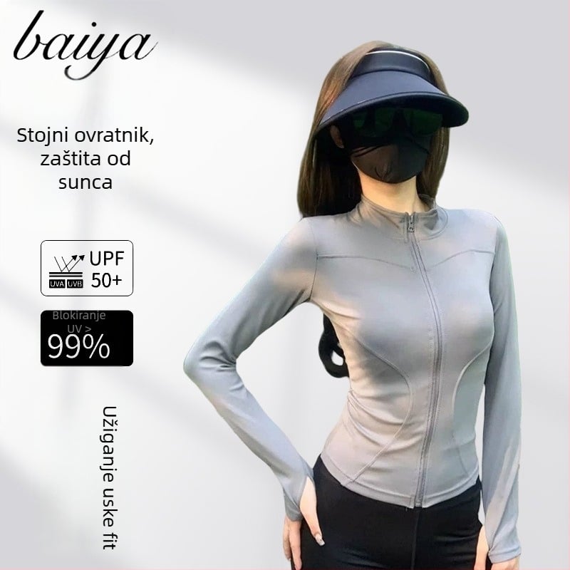 Ženska vanjska jakna za UV50+ zaštitu od sunca - Slim Fit, dugačak kroj, brzo sušenje, prozračno