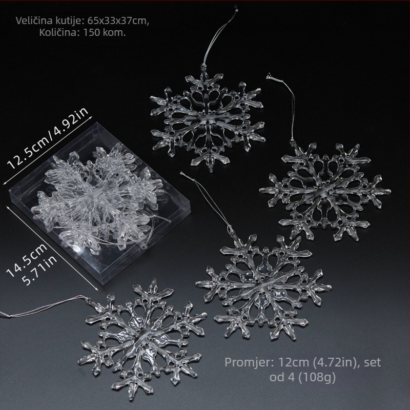 25 prozirnih akrilnih pahulja visećih ukrasa za božićne i vjenčane dekoracije, ukrasi za cvjetne aranžmane