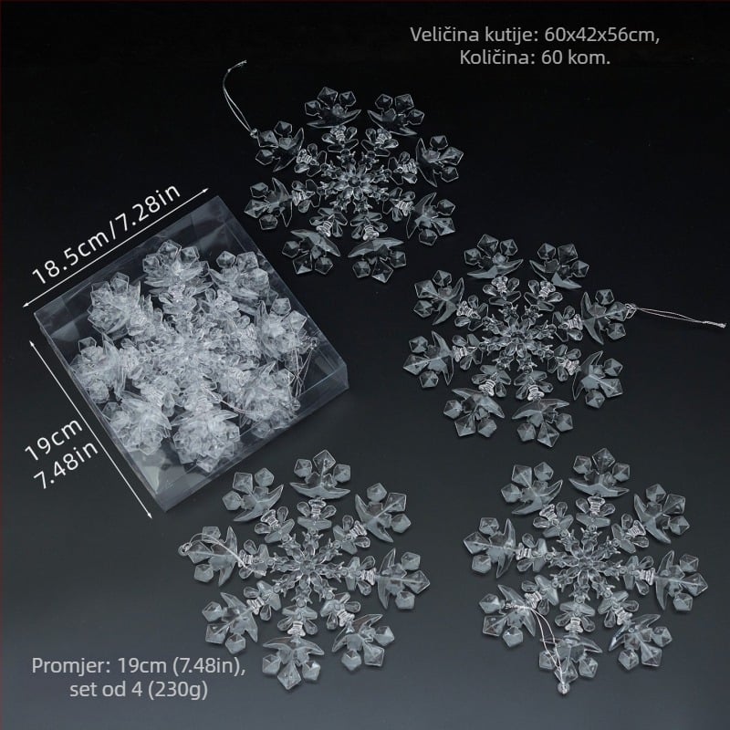 25 prozirnih akrilnih pahulja visećih ukrasa za božićne i vjenčane dekoracije, ukrasi za cvjetne aranžmane