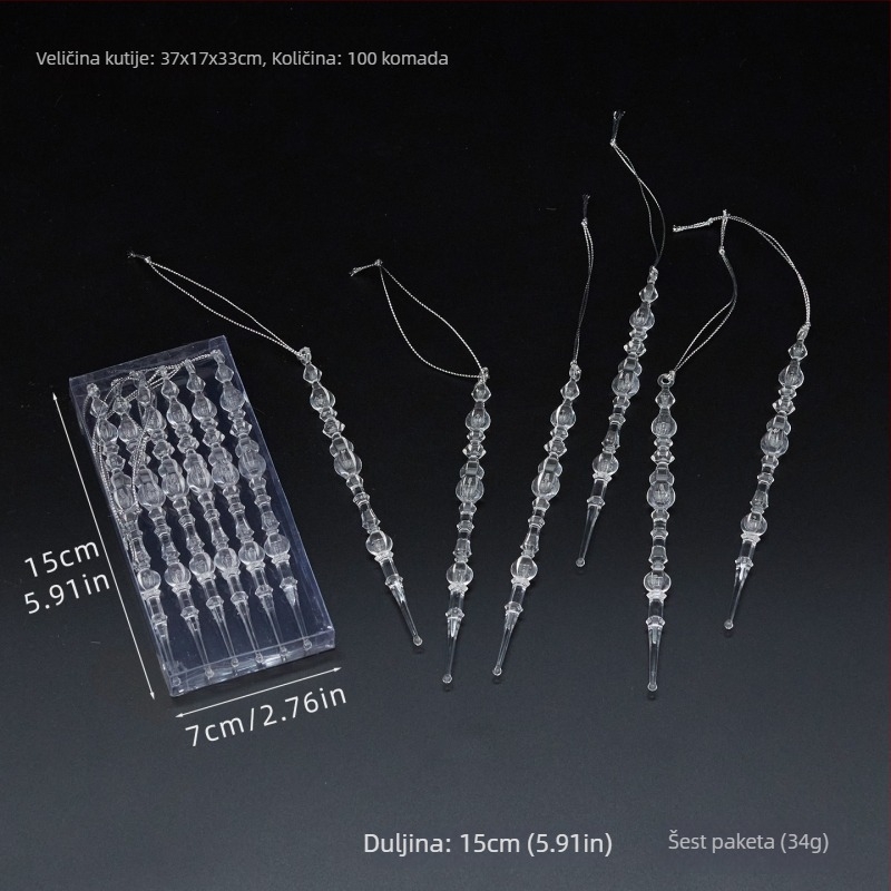 25 prozirnih akrilnih pahulja visećih ukrasa za božićne i vjenčane dekoracije, ukrasi za cvjetne aranžmane