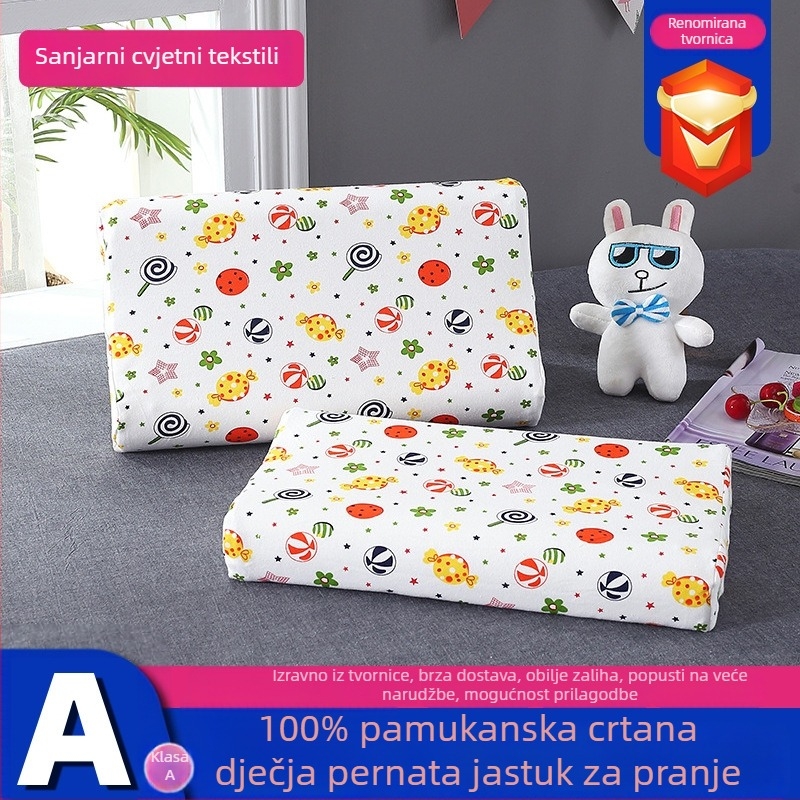 Dječji jastuk - prirodni lateks jezgro, pamuk navlaka, pravokutnog oblika, četiri sezone, sigurnosna klasa A