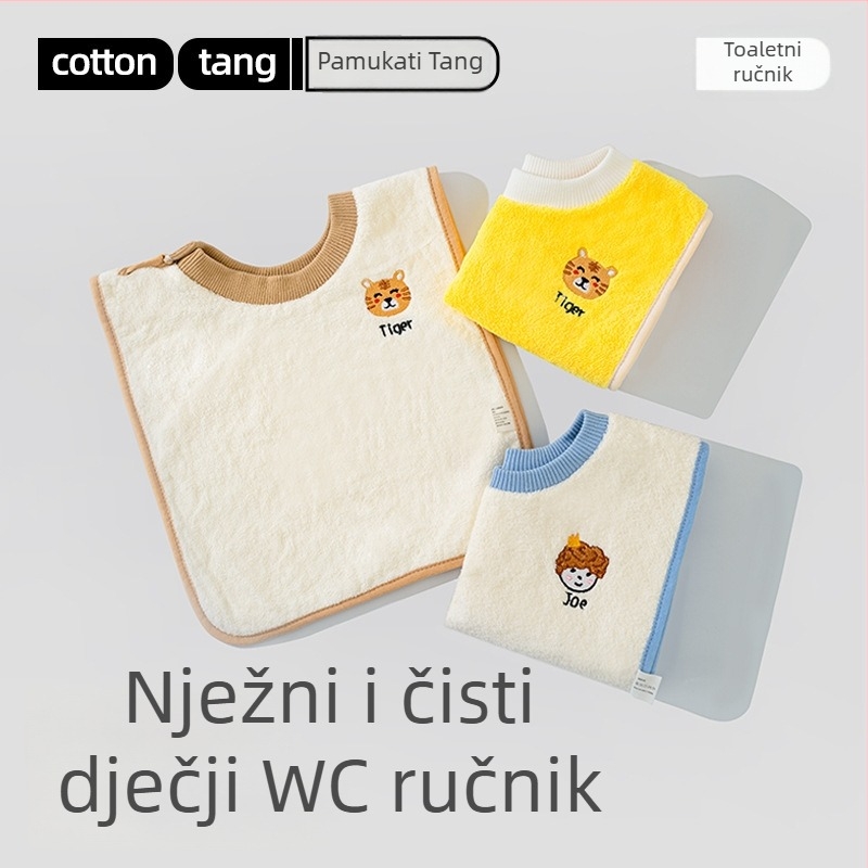 BeBini selinik i maramica za lice, cartoon uzorak, vodootporan i otporan na prljavštinu, koralni flis, poliester
