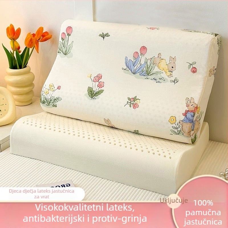 Dječji latex jastuk s pamukom navlakom – pravokutnog oblika, latex sadržaj <70%, jezgra od čiste pamuka