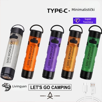 LED lampica za kapu, kućište od aluminijske legure + PC, 8W, punjiva, domet zrake 100–200 m