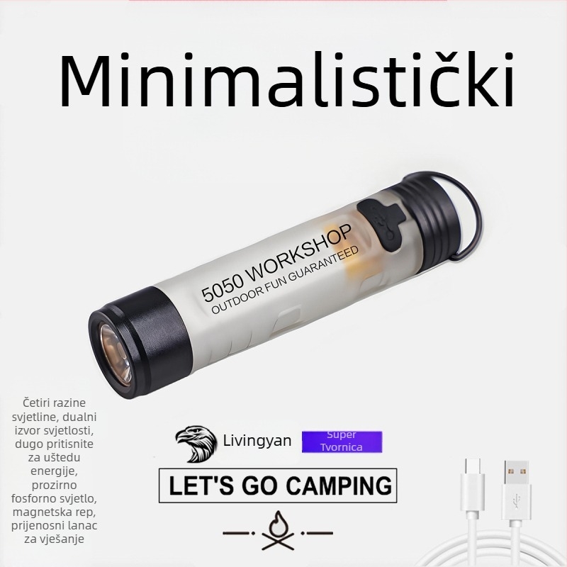 LED lampica za kapu, kućište od aluminijske legure + PC, 8W, punjiva, domet zrake 100–200 m