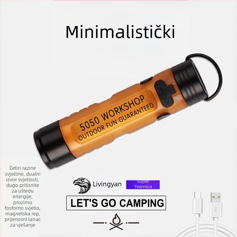 LED lampica za kapu, kućište od aluminijske legure + PC, 8W, punjiva, domet zrake 100–200 m