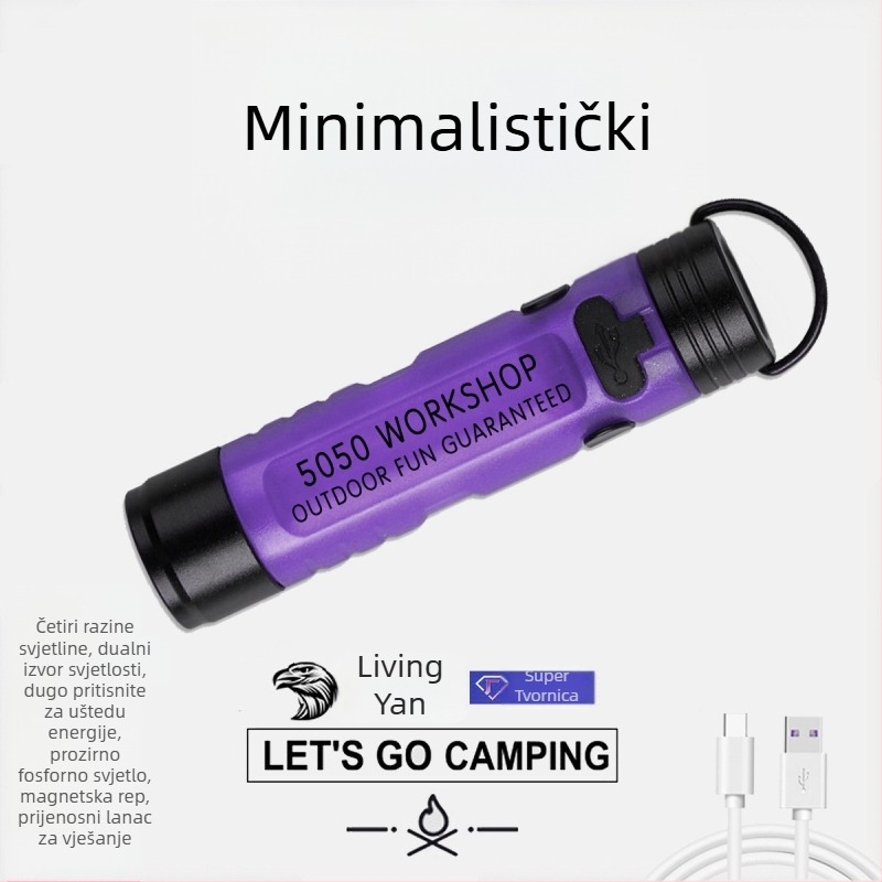 LED lampica za kapu, kućište od aluminijske legure + PC, 8W, punjiva, domet zrake 100–200 m