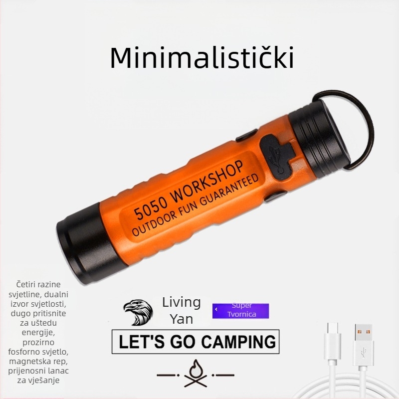 LED lampica za kapu, kućište od aluminijske legure + PC, 8W, punjiva, domet zrake 100–200 m