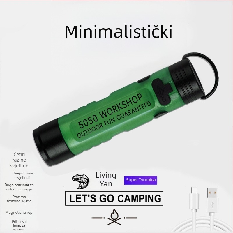 LED lampica za kapu, kućište od aluminijske legure + PC, 8W, punjiva, domet zrake 100–200 m