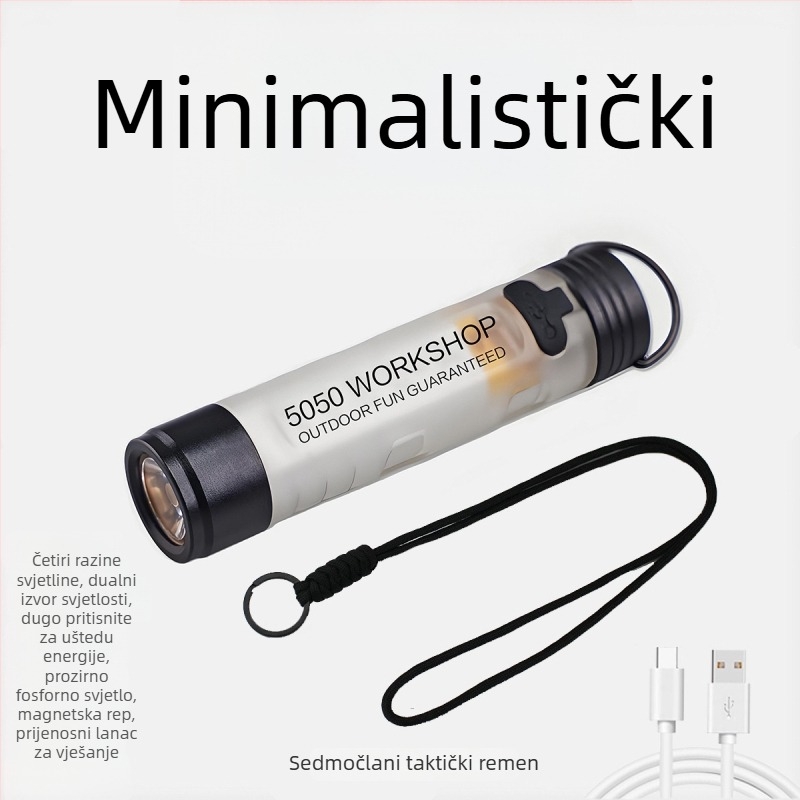 LED lampica za kapu, kućište od aluminijske legure + PC, 8W, punjiva, domet zrake 100–200 m