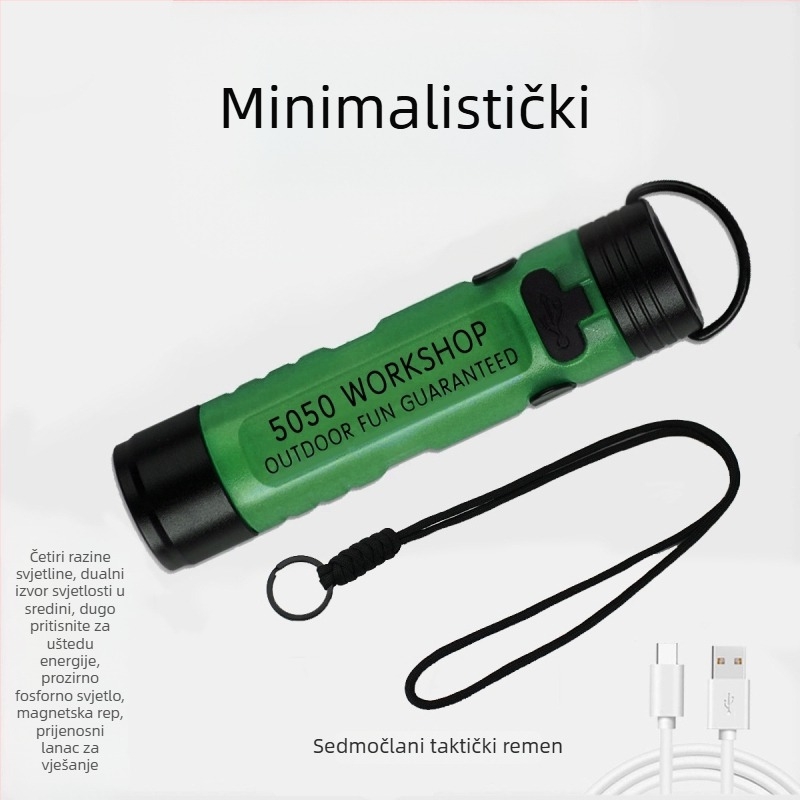 LED lampica za kapu, kućište od aluminijske legure + PC, 8W, punjiva, domet zrake 100–200 m