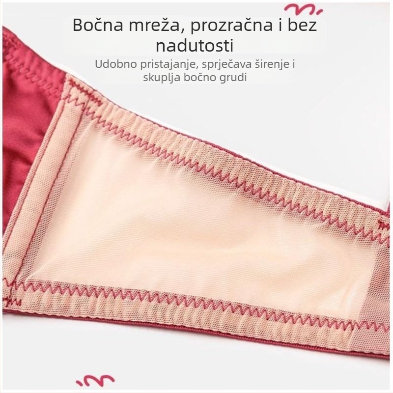 Grudnjak — najlon; košarica 3/4; tanko oblikovana košarica; fiksne dvostruke naramenice; funkcija skupljanja