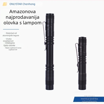 LED vodootporna kamping nužna svjetiljka s klipom za olovku (3W LED, AA baterija, 500mAh, aluminijska zlitina, doseg <50 m)