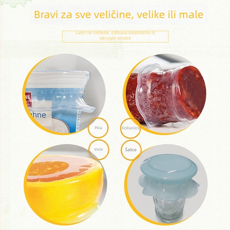 Silikonski poklopac s cvjetnim dizajnom za očuvanje svježine hrane i voća, višenamjenski (Brend: Leton; Stil: moderni jednostavni stil; Vrsta stila: jednostavan stil)