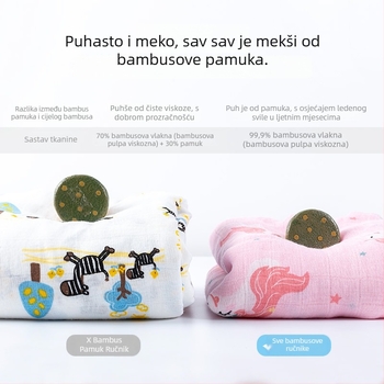 Muslintree/Cotton Tree Swaddle Wrap od bambus vlakana – ljetni za novorođenčad, uzorak životinja/crtani