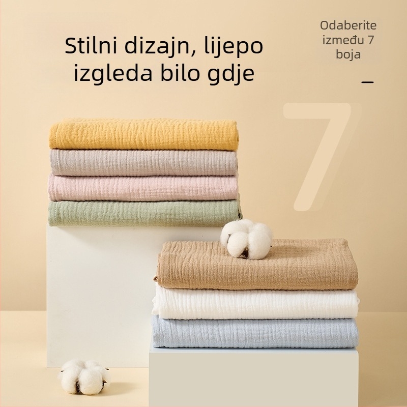 Dječji dvostruko složeni gazasti ručnik od 100% pamuka, težine 100-200 g, za sve godišnje doba, mogućnost prilagođene obrade