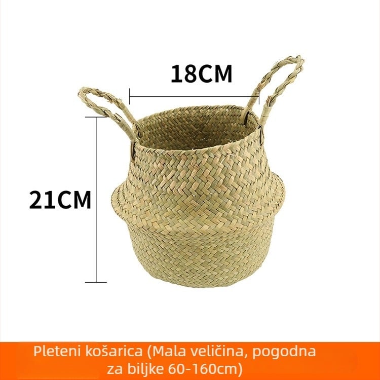 Nordijski stil betonska posuda za cvijeće s pletenim košem, podna posuda za bonsaje