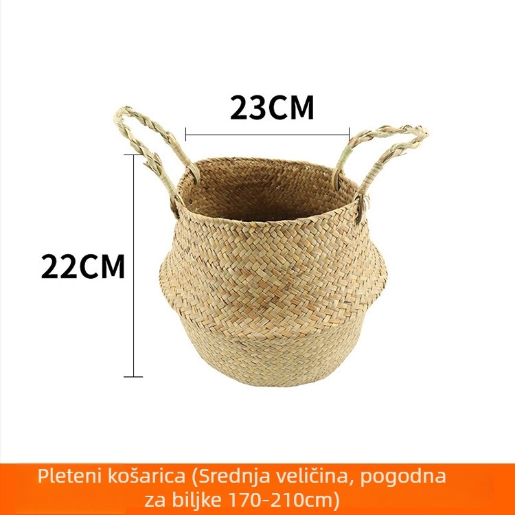 Nordijski stil betonska posuda za cvijeće s pletenim košem, podna posuda za bonsaje