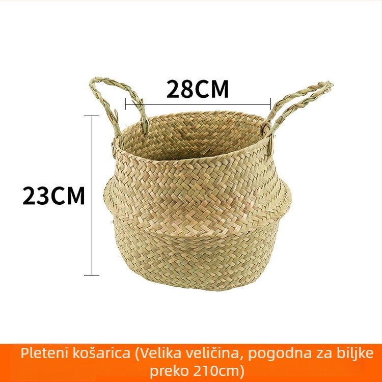 Nordijski stil betonska posuda za cvijeće s pletenim košem, podna posuda za bonsaje