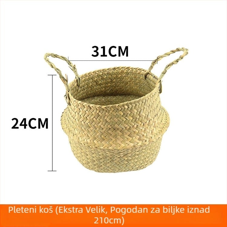 Nordijski stil betonska posuda za cvijeće s pletenim košem, podna posuda za bonsaje