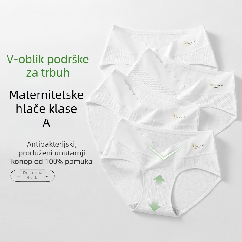 Pamukaste trudničke gaćice – niski struk, podrška trbuha, prozračan, antibakterijski, za sve sezone