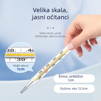Stakleni termometar bez živine – ispod pazuha, veliki raspon, kućna upotreba