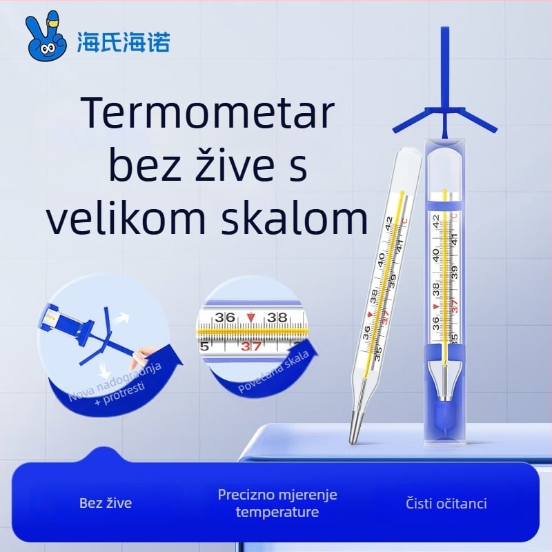 Stakleni termometar bez živine – ispod pazuha, veliki raspon, kućna upotreba