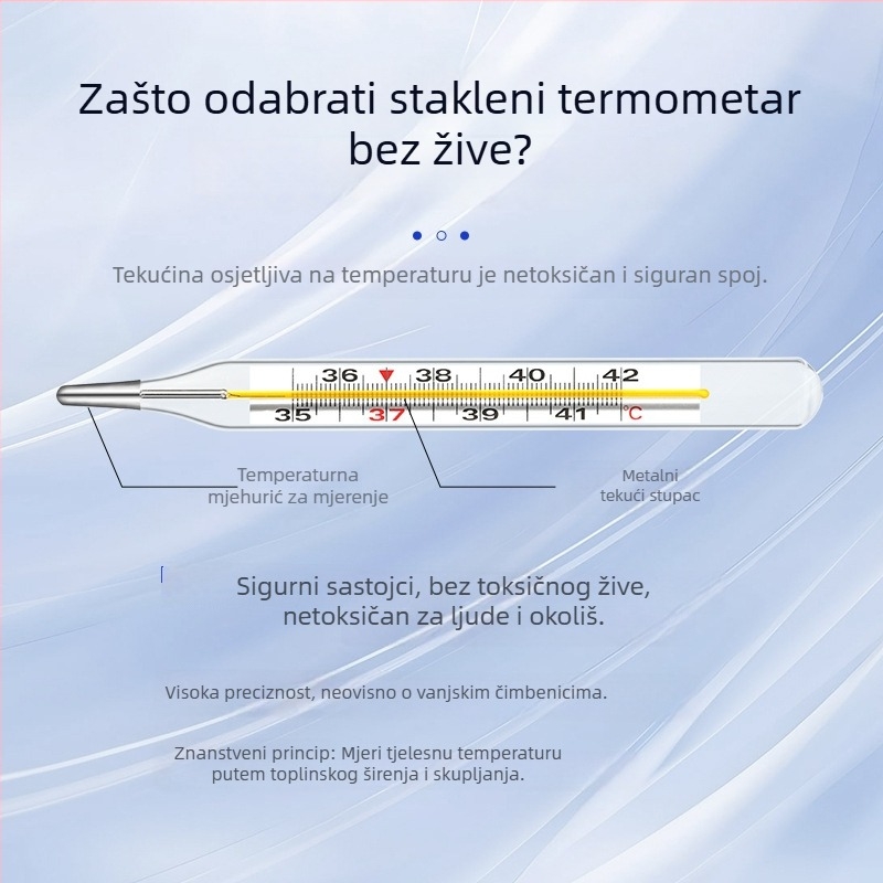 Stakleni termometar bez živine – ispod pazuha, veliki raspon, kućna upotreba