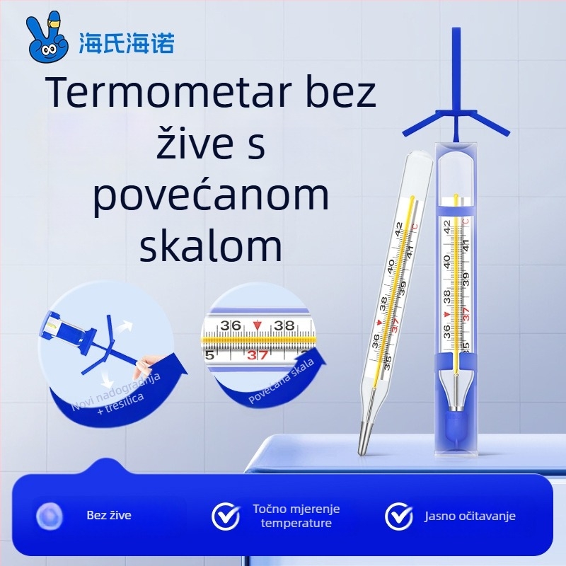 Stakleni termometar bez živine – ispod pazuha, veliki raspon, kućna upotreba