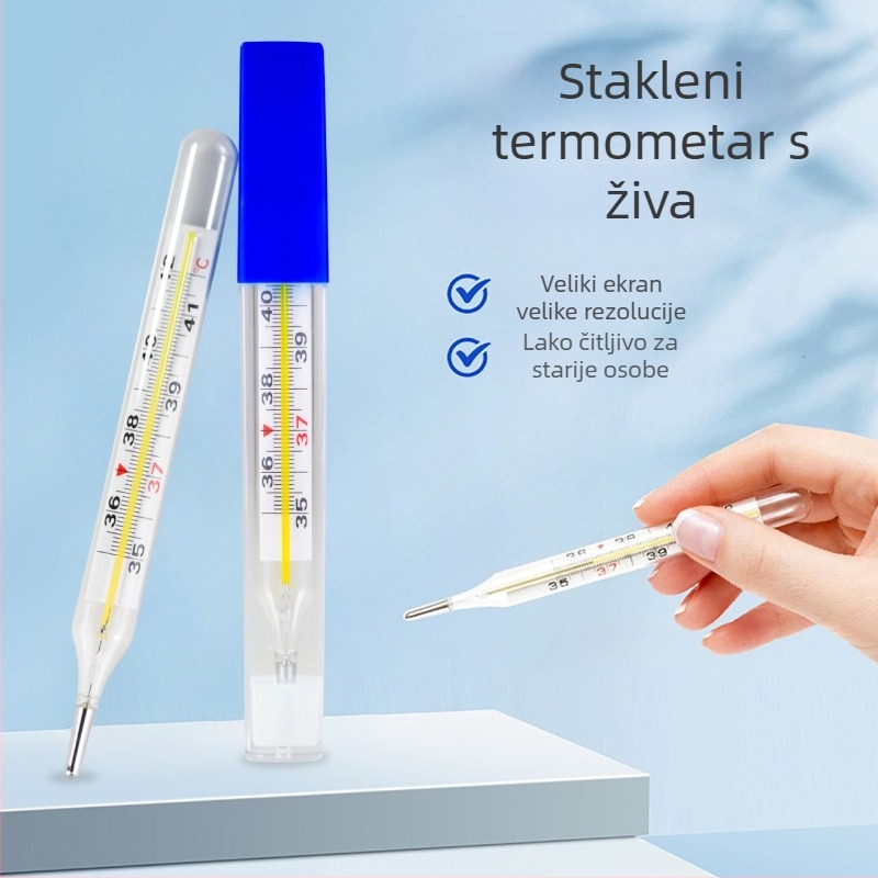 Medicinski termometar, veliki zaslon, stakleni, Sanshan, pakiranje 1 kutija