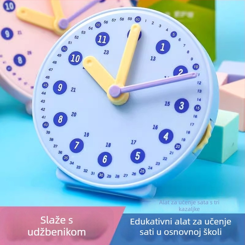 Obrazovni model sata za osnovnu školu – cifernik s tri spojne igle, plastika, branda Telford, intelektualni razvoj, uzrast 7–14