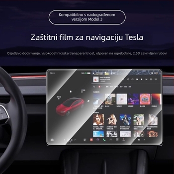 Zaštitna folija od kaljenog filma za Tesla Model 3 – zaslon središnje konzole i stražnji dio; otporna na otiske prstiju i masnoće