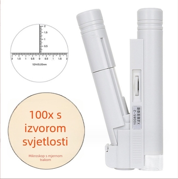 Prenosivi LED mikroskop s 100× uvećanjem i mjernom skalom za nastavu