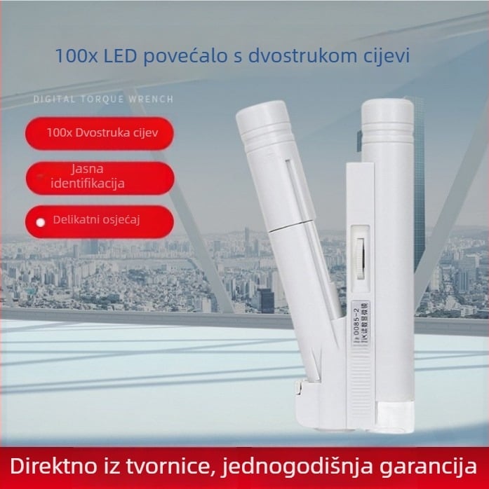 Ručni LED mikroskop s dvostrukim cijevima 100x za identifikaciju nakita, porculana, antikviteta, novčića i marki