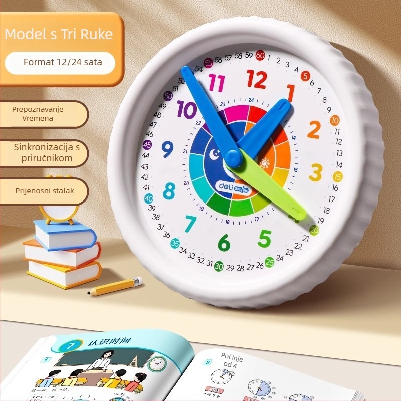 Deli plastični edukativni sat-model za djecu 4–6 godina — kognitivno učenje vremena