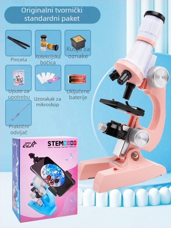 Obrazovni optički mikroskop, povećanje 1200x, okular 16x, objektiv 10x, model 58