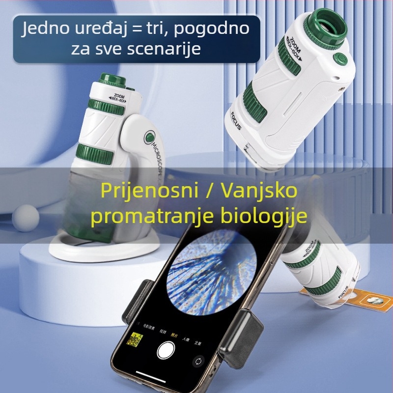 Dječji Prijenosni Mikroskop – Biološki Znanstveni Komplet, Poklon-Set, Višefunkcionalan, DIY