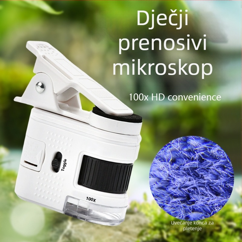 Chuda 100x Mini Mikroskop za djecu s LED svjetlom i svjetlom za otkrivanje novčanica