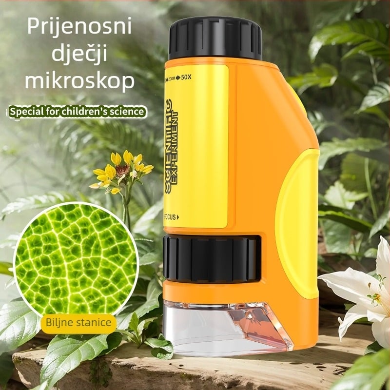 Prijenosni dječji mikroskop 50–300×, ručno promatranje za nastavu
