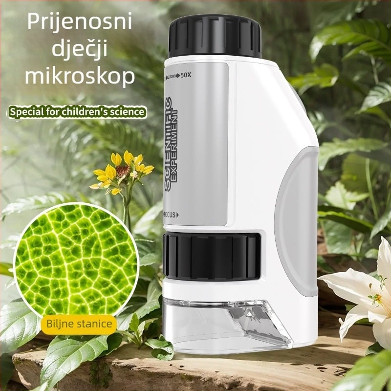 Prijenosni dječji mikroskop 50–300×, ručno promatranje za nastavu