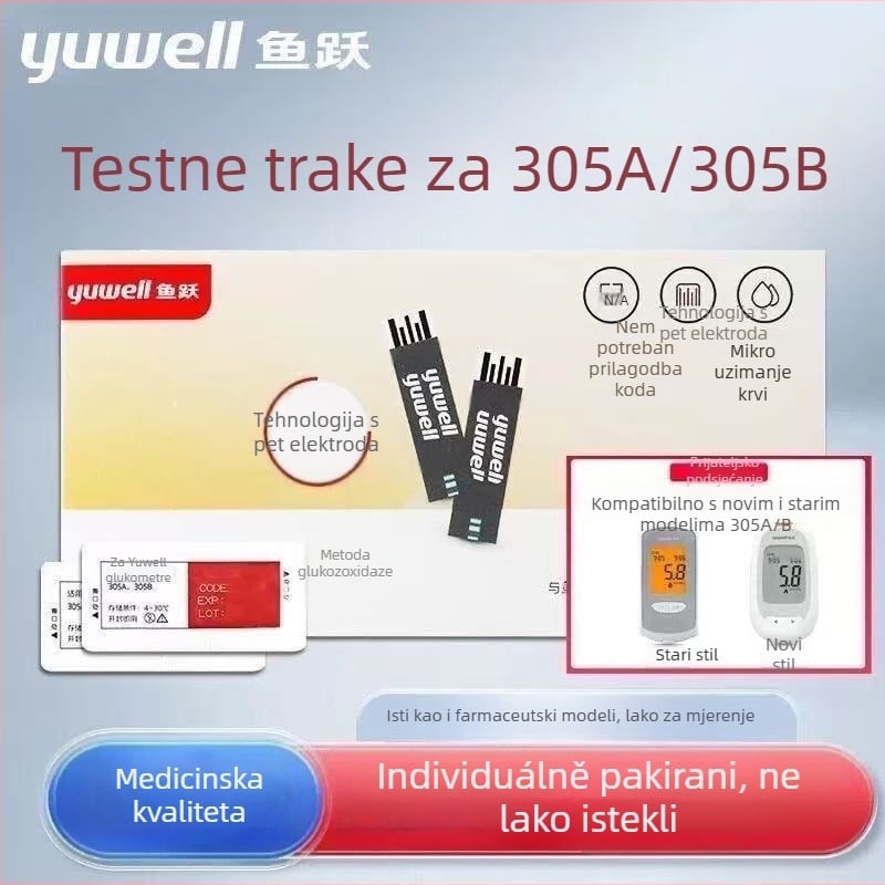 Glucometar s pojedinačno pakiranim test trakama za kućnu upotrebu, potpuno automatski tester, kalibracijski kod 306; Brend Leaping Fish