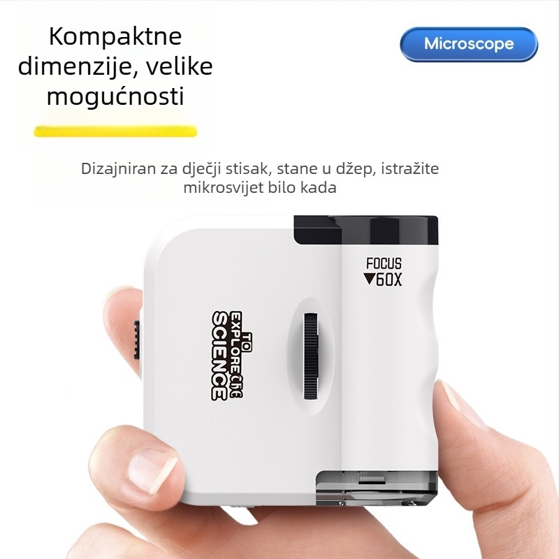 Mini mikroskop privjesak za ključeve, električna znanstvena igračka za biologiju/kemiju, ABS materijal, skup 192 komada, za uzrast 7–14 godina