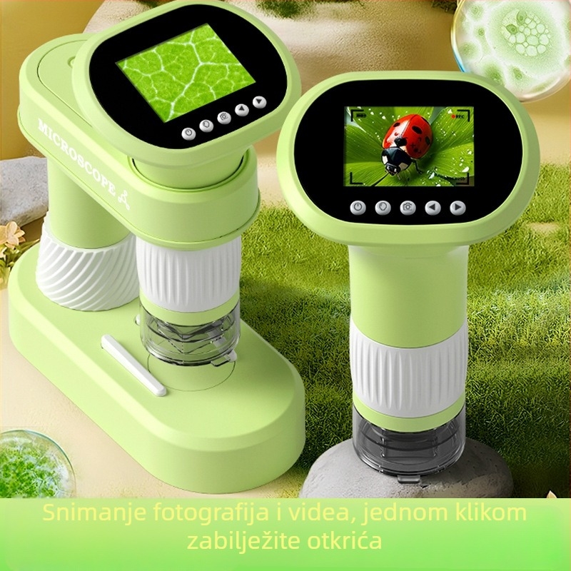 Dječji optičko-elektronički mikroskop, prijenosni ručni mikroskop za znanstvene eksperimente, profesionalna razina, visoka razlučivost slike, za promatranje bakterija