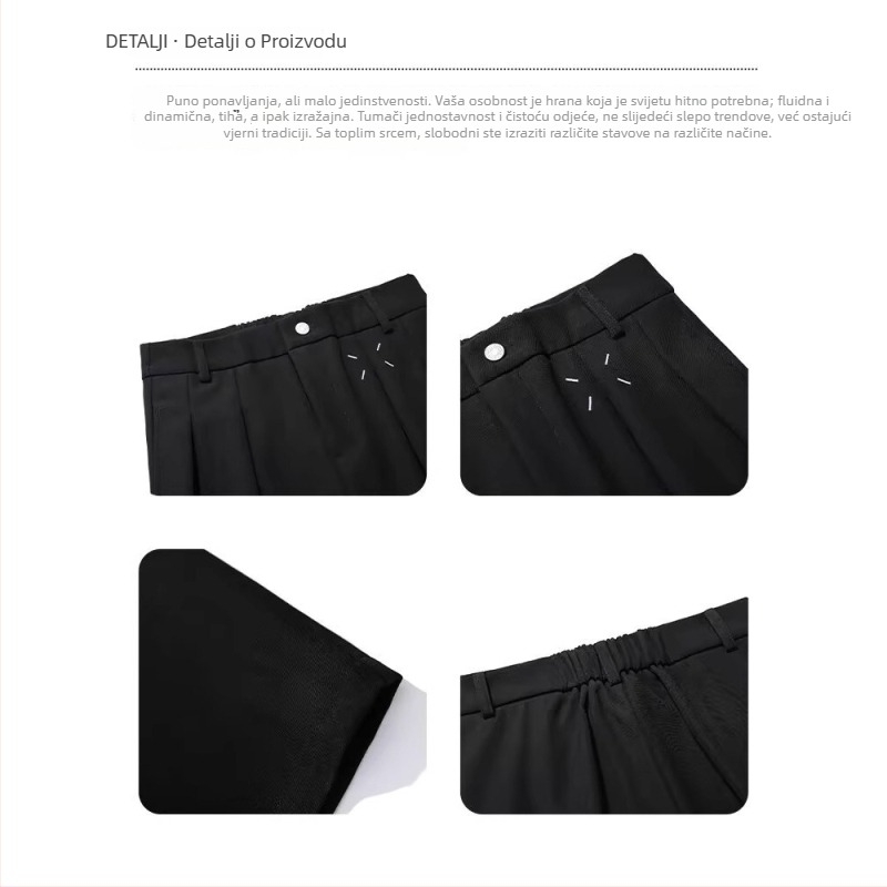 Muške hlače, ravni kroj, poliester tkanina, mikroelastičnost, lagani poslovni casual stil, proljeće–jesen