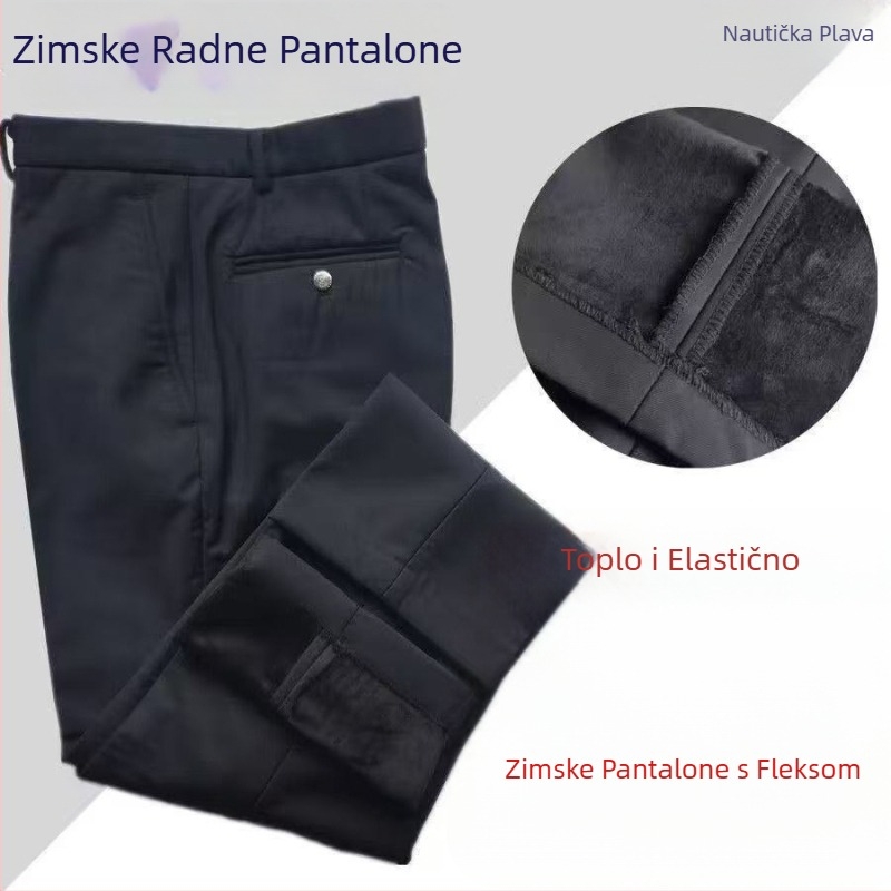 Zimske hlače zapadnjačkog stila s elastičnim pojasom, mješavina pamuka, opušten kroj, više džepova