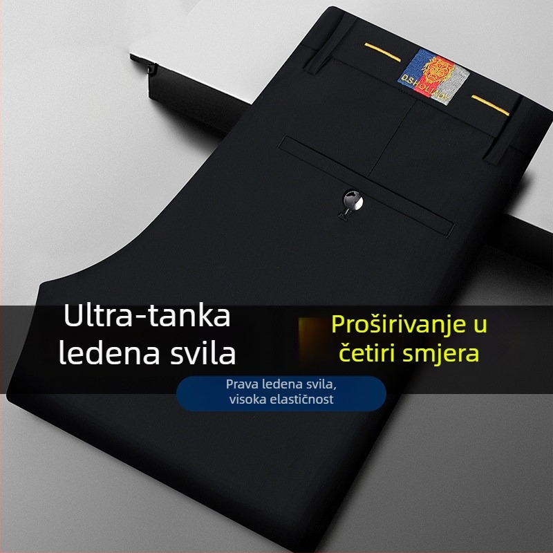 Muške poslovne hlače za svakodnevnu upotrebu, slim fit, ravne nogavice, srednji pojas, zatvarač na zip
