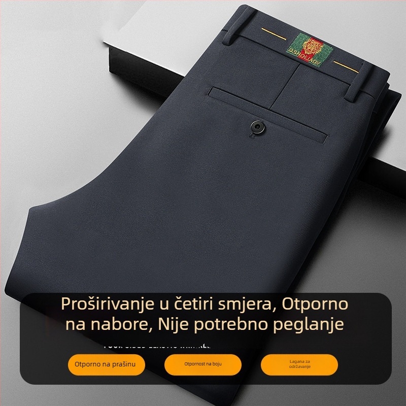 Muške poslovne hlače za svakodnevnu upotrebu, slim fit, ravne nogavice, srednji pojas, zatvarač na zip