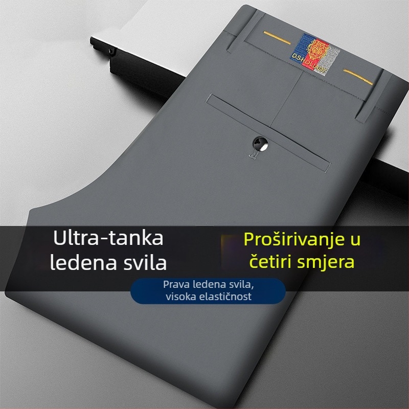 Muške poslovne hlače za svakodnevnu upotrebu, slim fit, ravne nogavice, srednji pojas, zatvarač na zip