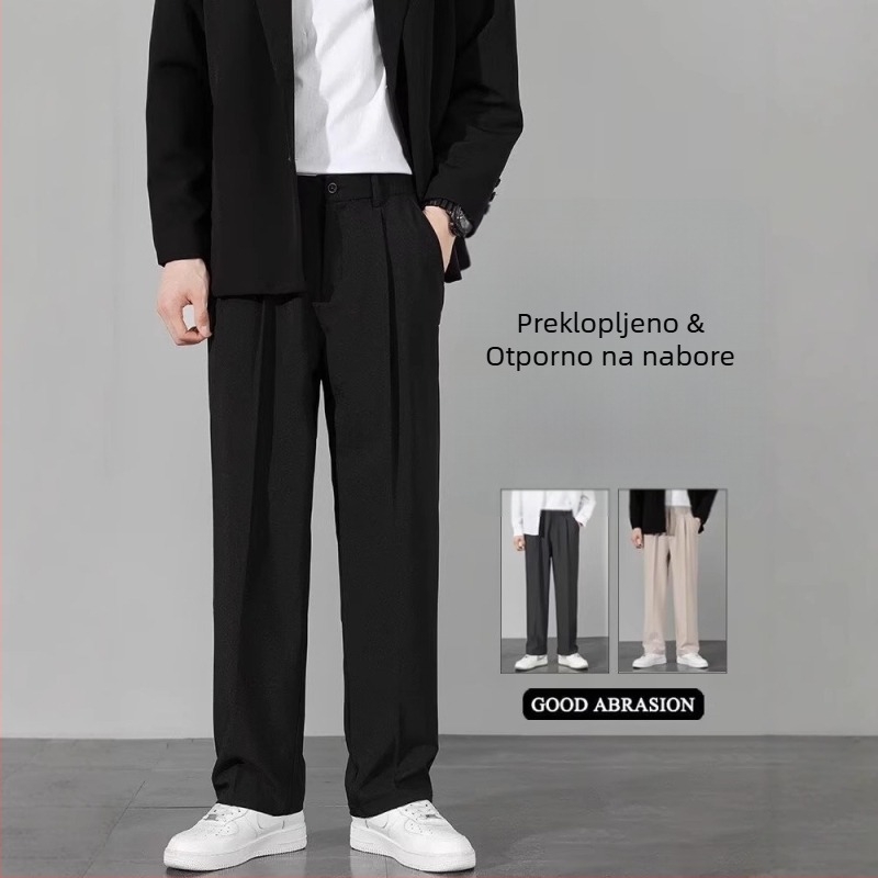 Casual hlače ravnog kroja, visokim strukom, zatvaračem, rastezljiv materijal